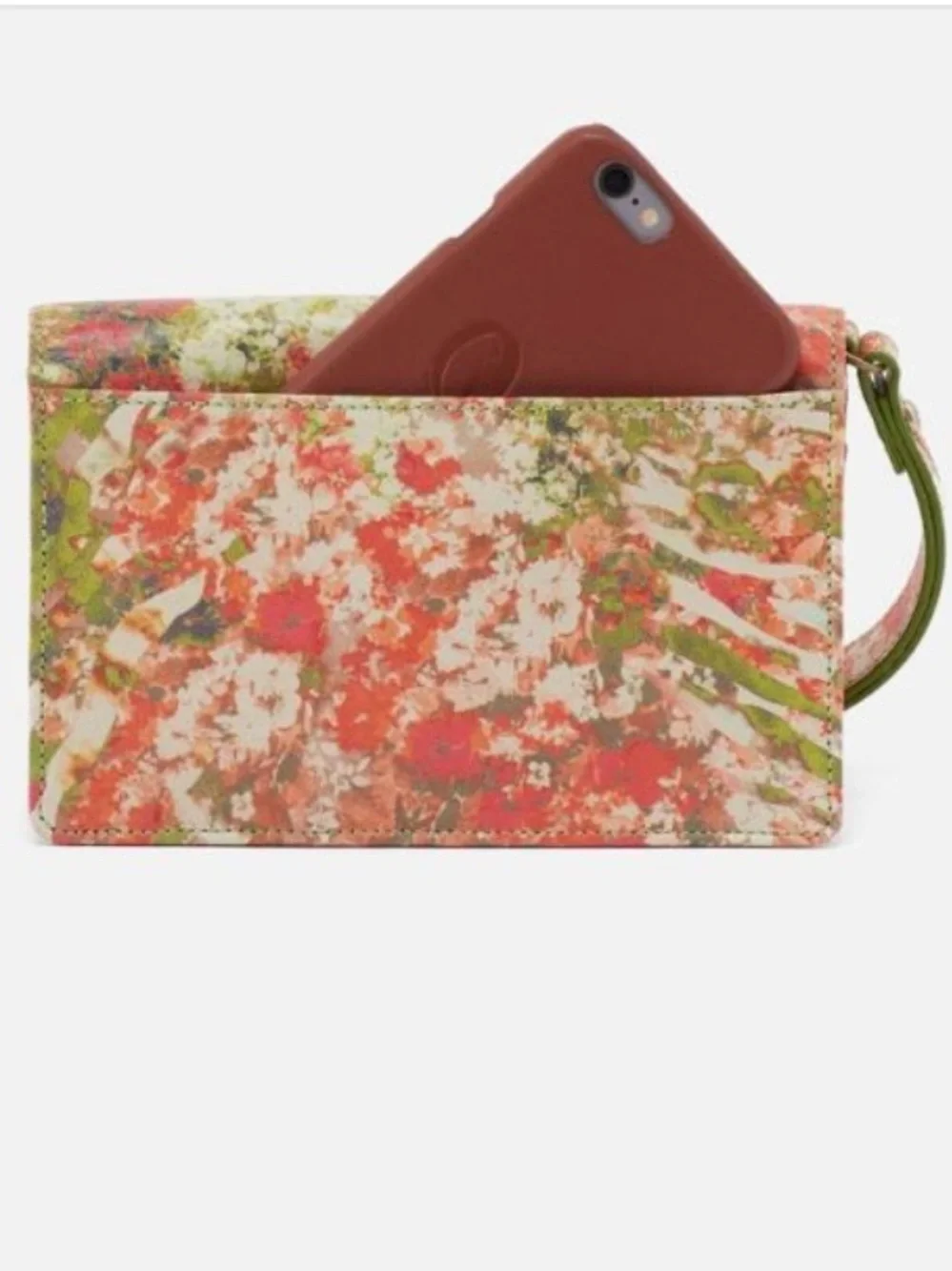 NEW HOBO Jill Wristlet In Printed Leather - Tropic Print